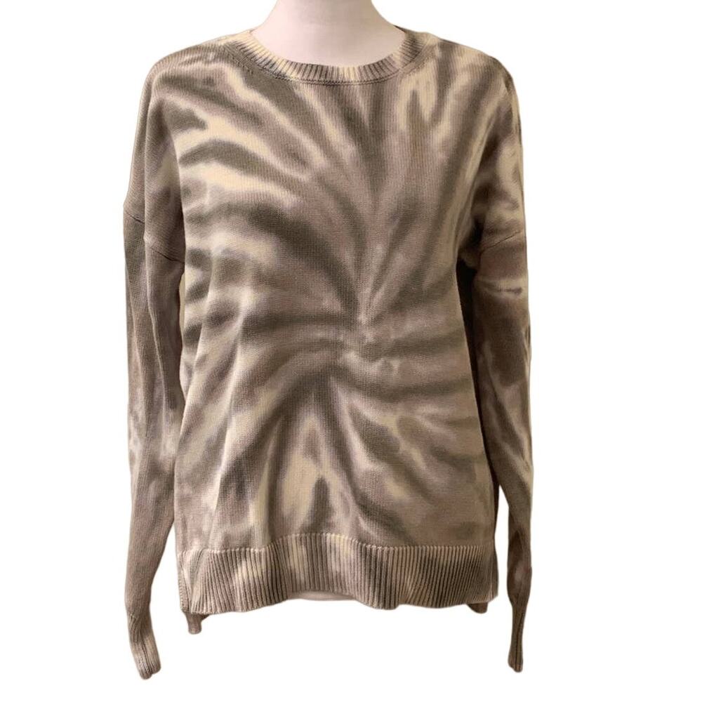 Design History Women's Long Sleeve Olive Green Tie Dye Sweater, Size Medium